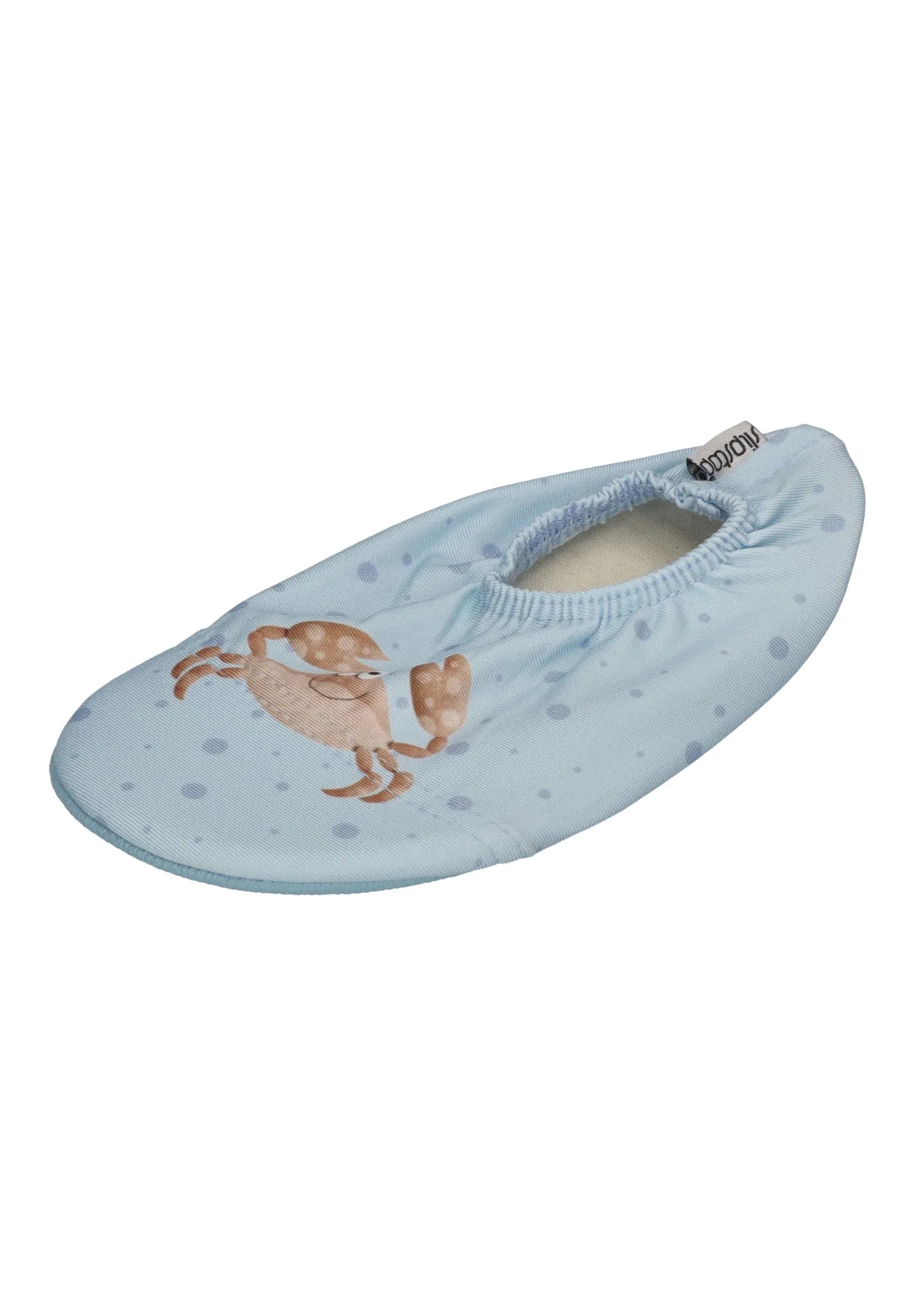 SLIPSTOP Kinder Hausschuhe Badeschuhe June Krebs hellblau