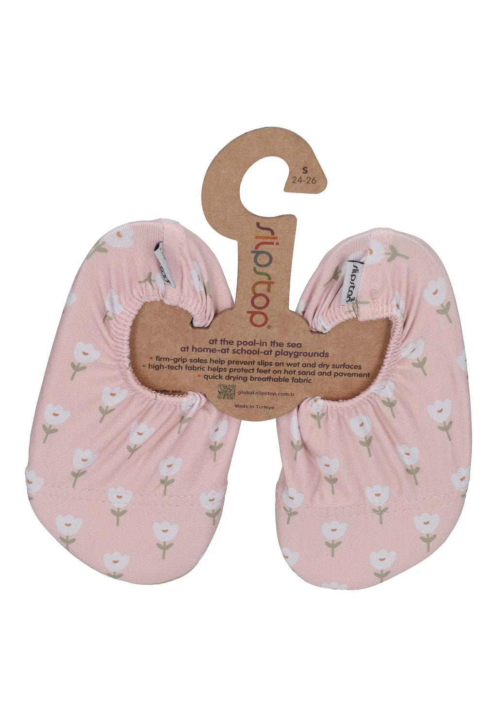 SLIPSTOP Kinder Hausschuhe Badeschuhe TULIP PINK Blumen Altrosa