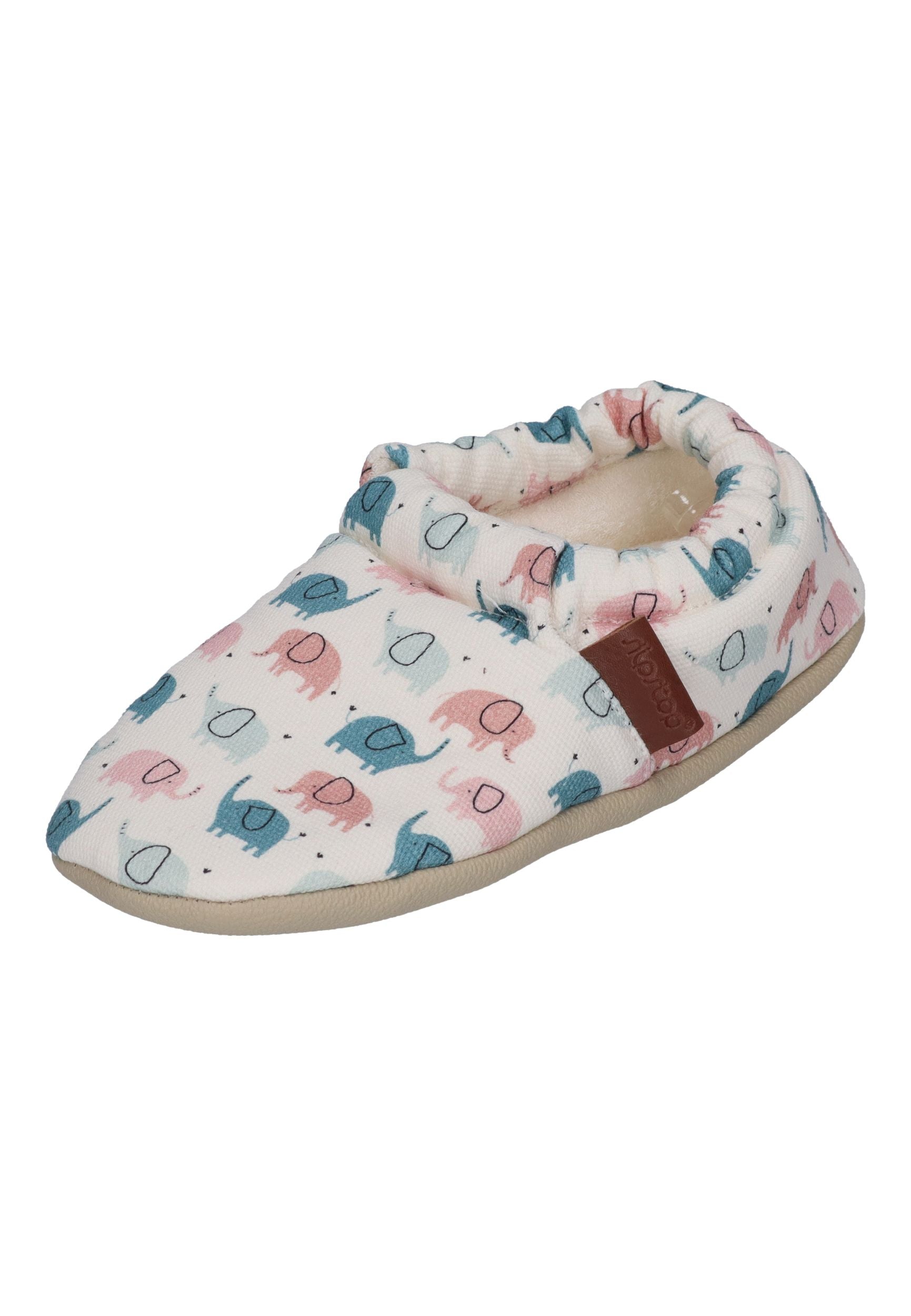 SLIPSTOP Kinder Hausschuhe Bootie AFRO bunte Elefanten
