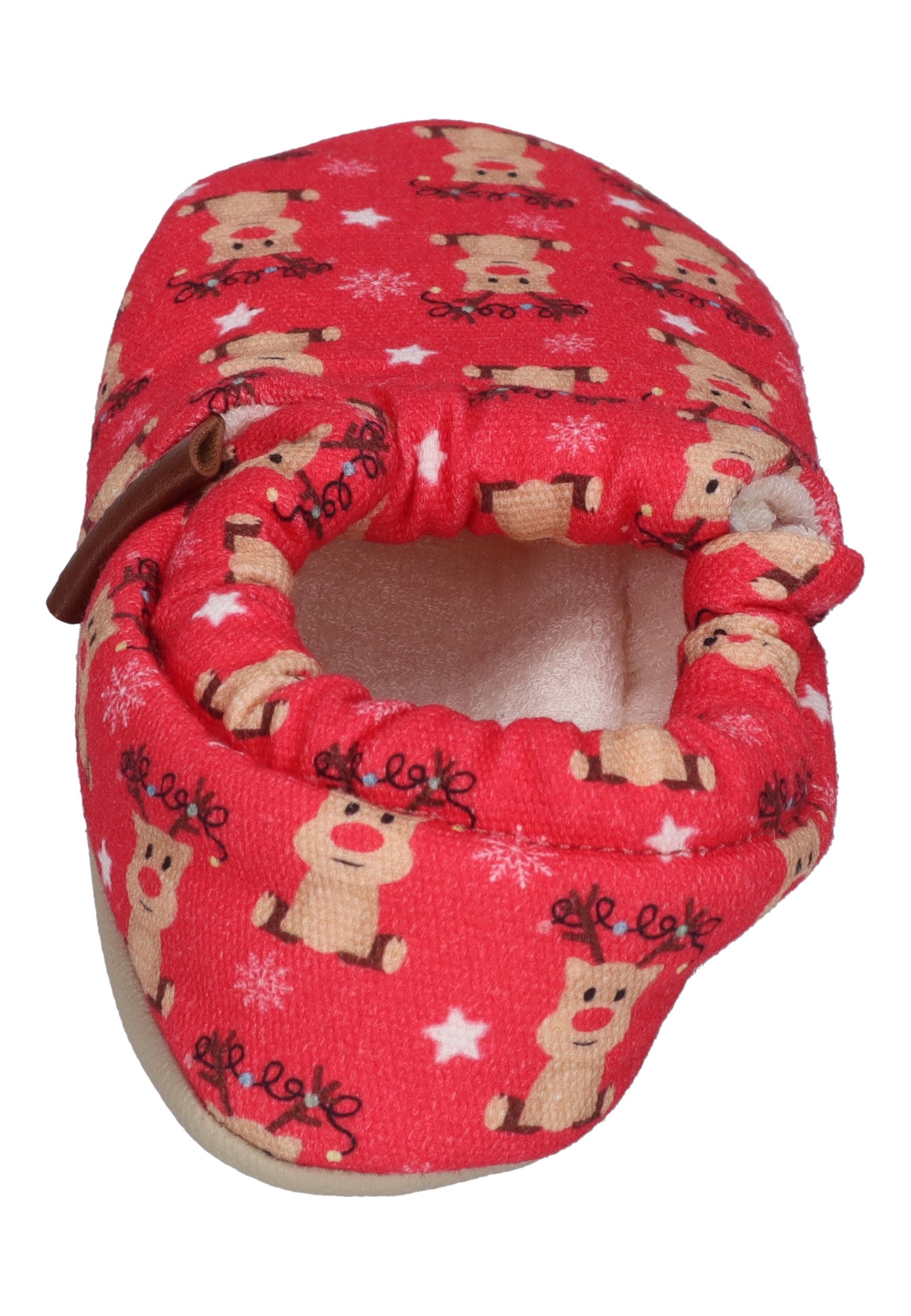 SLIPSTOP Kinder Hausschuhe Bootie RUDOLPH rot