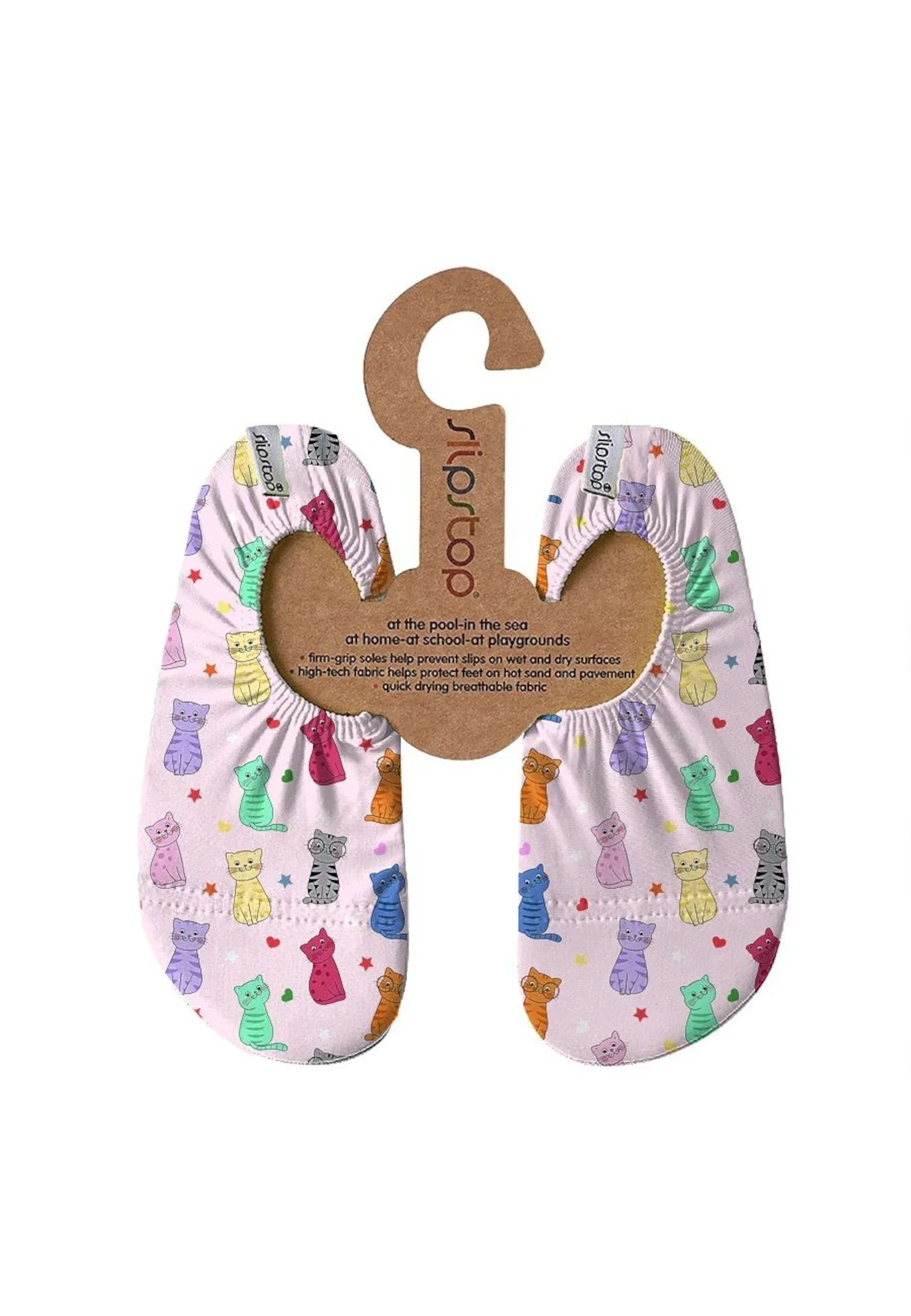 SLIPSTOP Kinder Hausschuhe Badeschuhe HERMES Katzen bunt