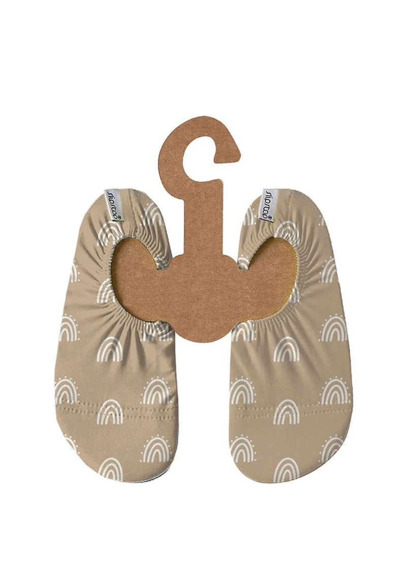 SLIPSTOP Kinder Hausschuhe Badeschuhe CARAMEL Regenbogen beige