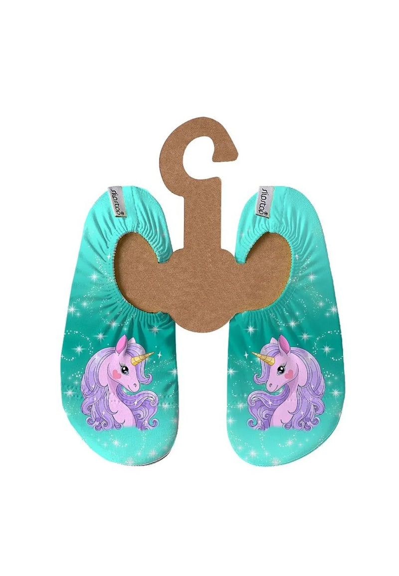 SLIPSTOP Kinder Hausschuhe Badeschuhe BELLISIMA Einhorn türkis