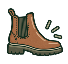 Icon mit Lederboot und markanter Sohle für skandinavische Designsprache