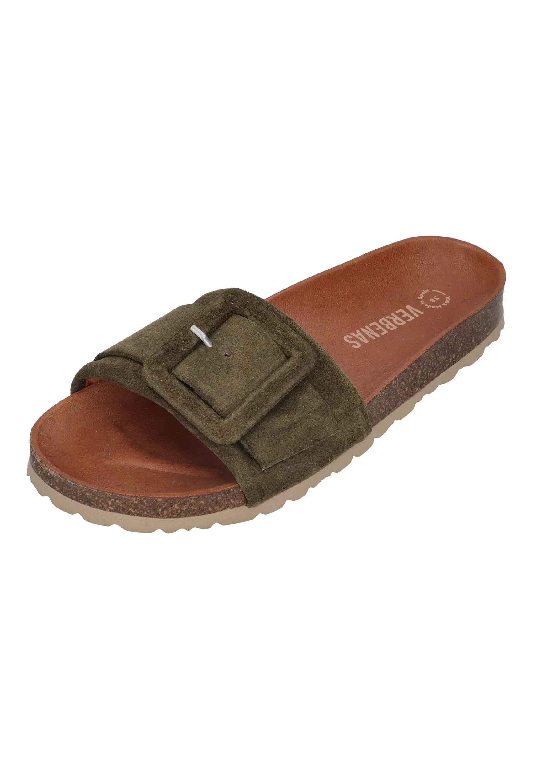 VERBENAS Damen Pantoletten REIKO velour kaki