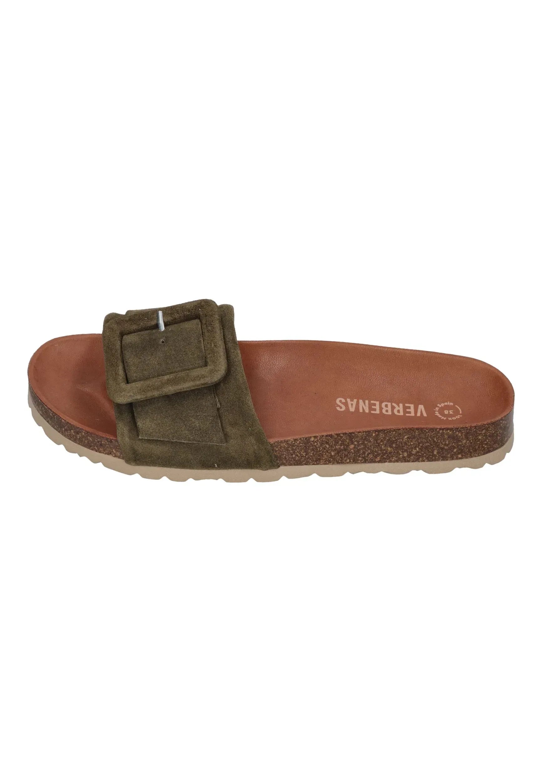 VERBENAS Damen Pantoletten REIKO velour kaki