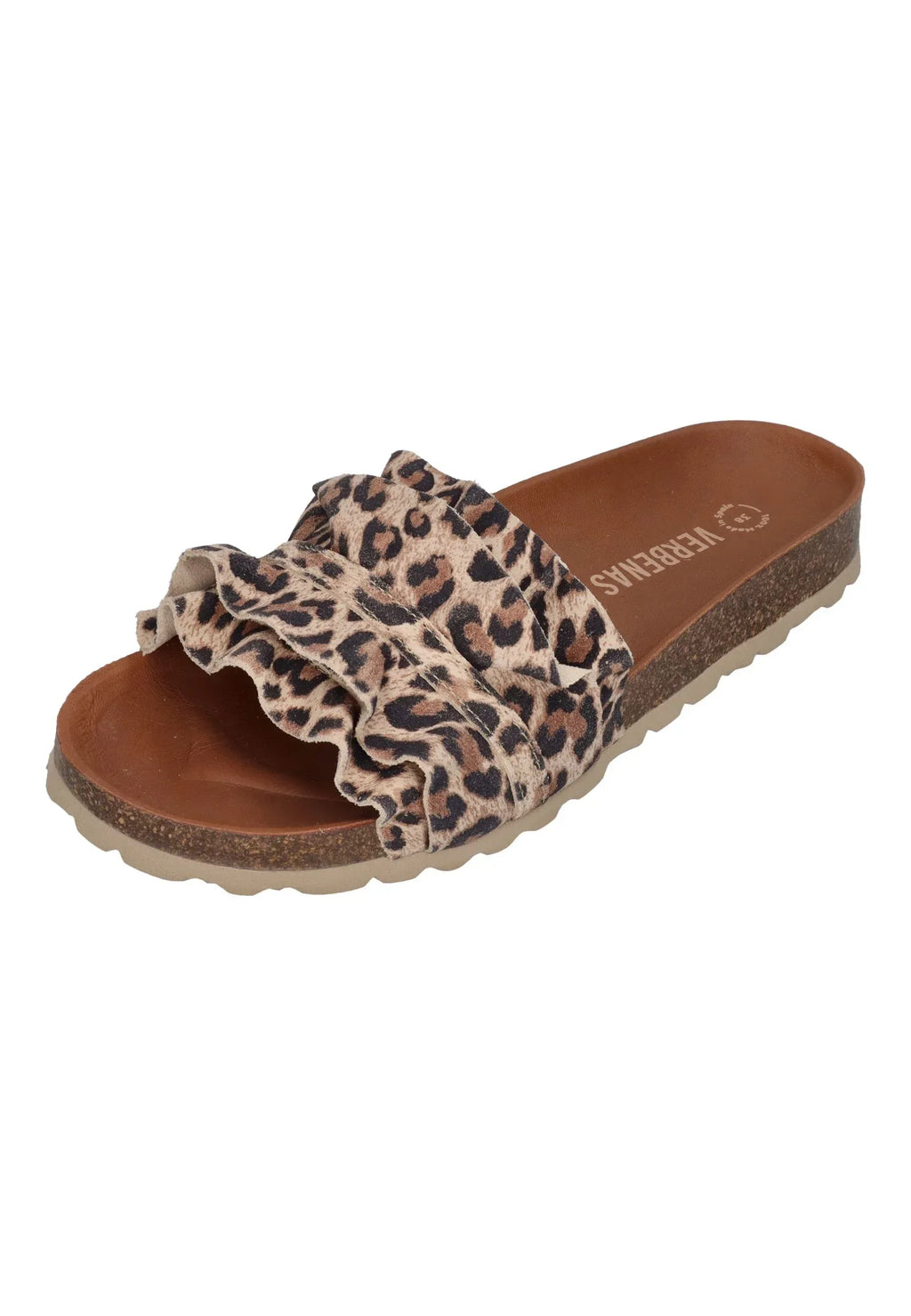 VERBENAS Damen Pantoletten - ROCIO serraje leopardo - grande – Pantoletten - Braun | shoedealo.shop