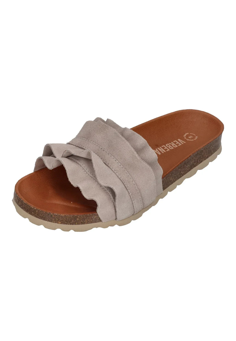 VERBENAS Damen Pantoletten ROCIO serraje volante perla – Pantoletten - Grau | shoedealo.shop
