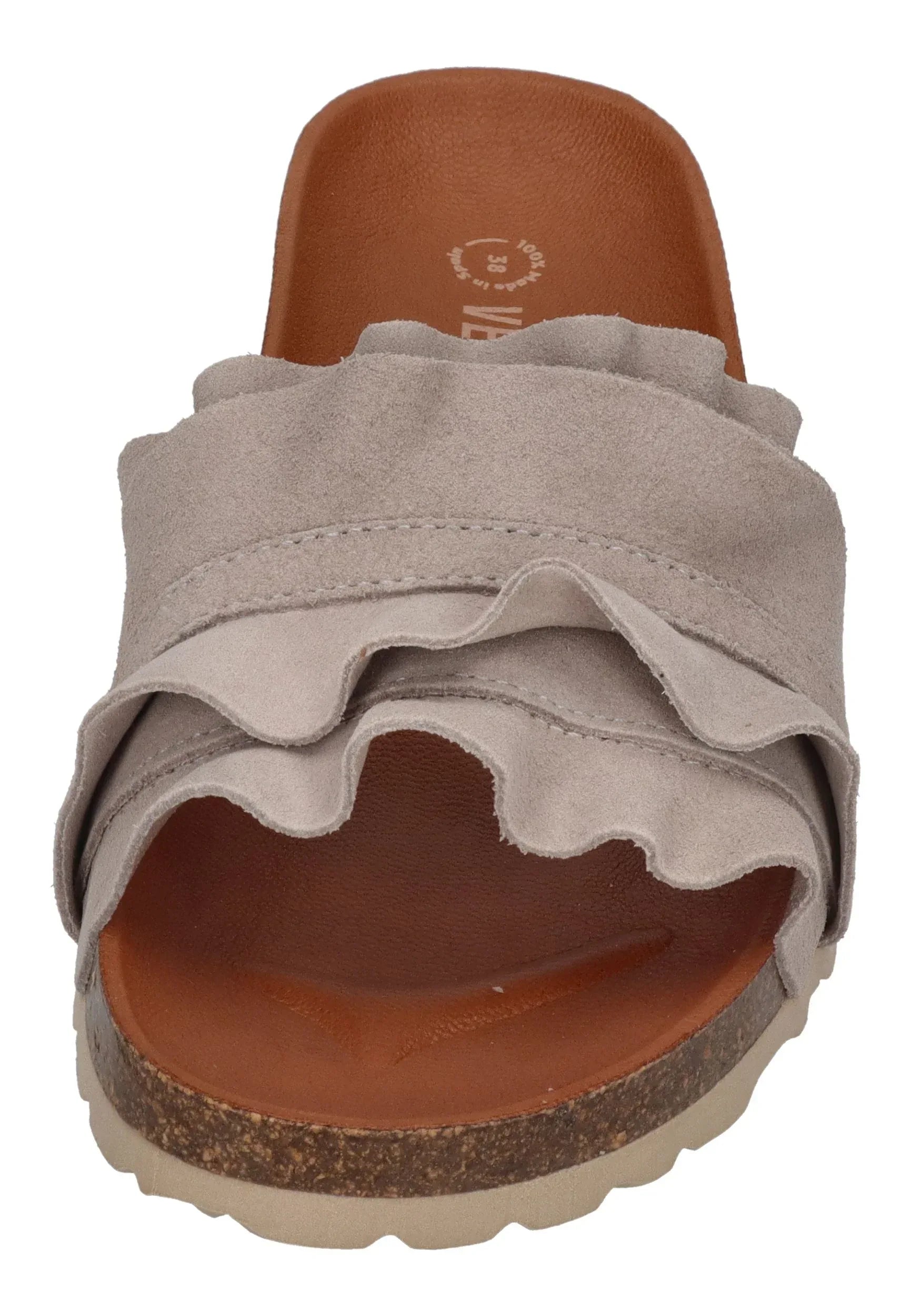 VERBENAS Damen Pantoletten ROCIO serraje volante perla – Pantoletten - Grau | shoedealo.shop – Bild 3