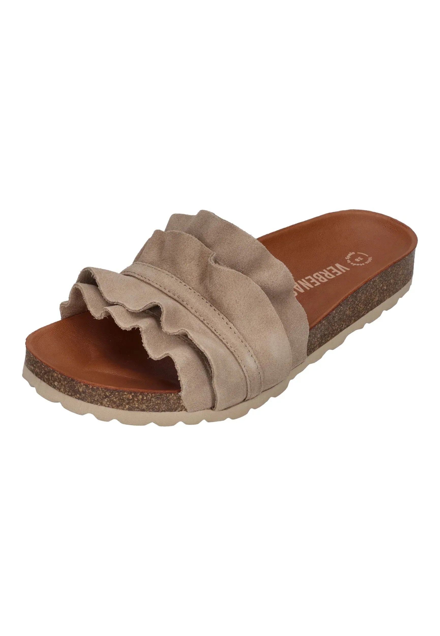 VERBENAS Damen Pantoletten ROCIO serraje volante piedra – Pantoletten | shoedealo.shop