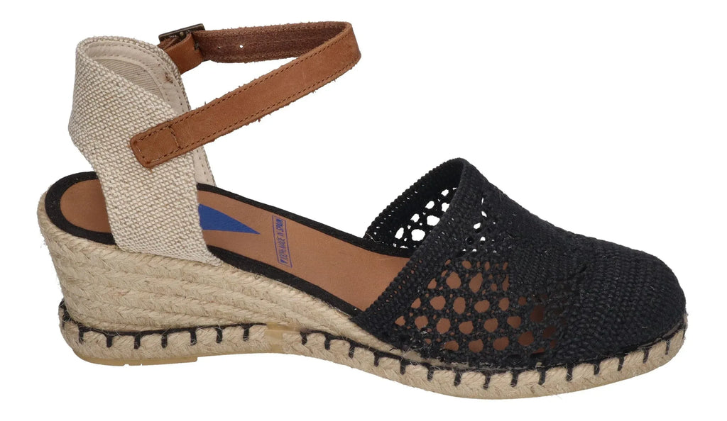 VERBENAS Damenschuhe Sandalette MALENA crochet lino - negro