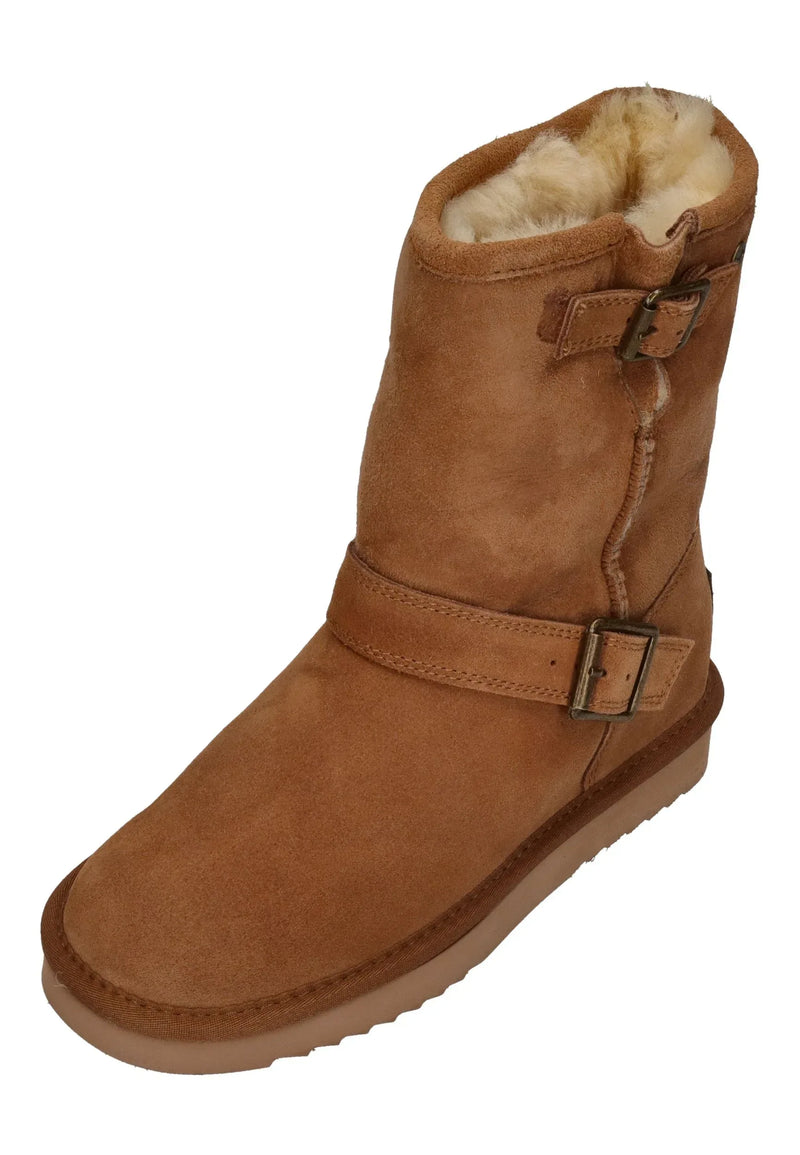 WARMBAT Winter Damenstiefel Boot KANGAROO BUCKLE cognac
