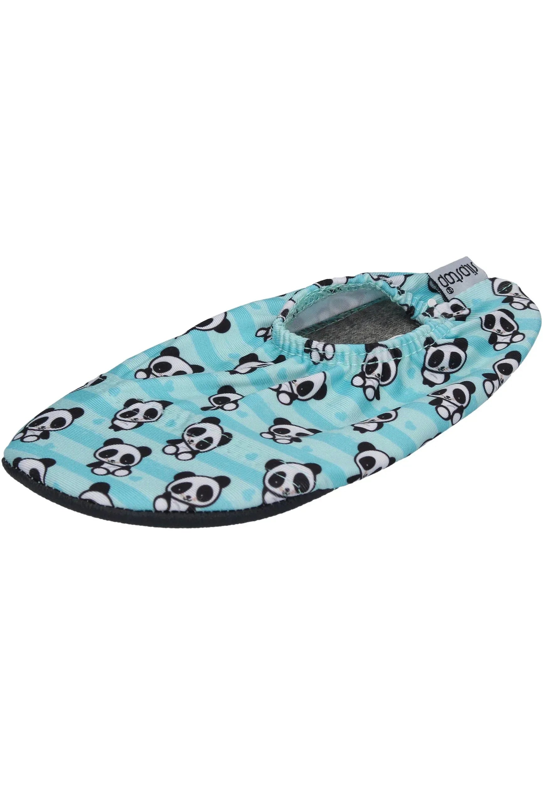 SLIPSTOP Hausschuhe Badeschuhe CUBS BLUE Panda hellblau