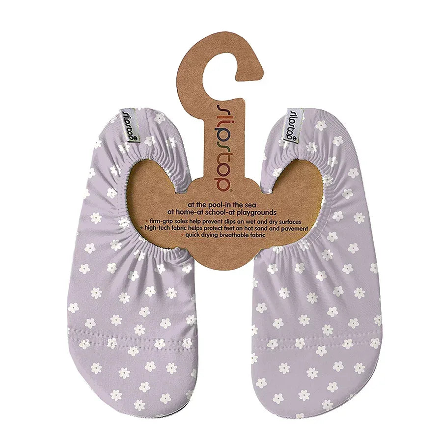 SLIPSTOP Kinder Hausschuhe Badeschuhe Clara Blumen flieder