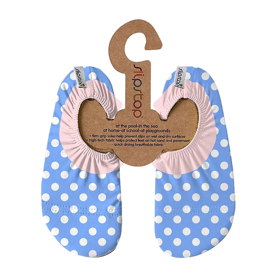 SLIPSTOP Kinder Hausschuhe Badeschuhe Dotty blau rosa
