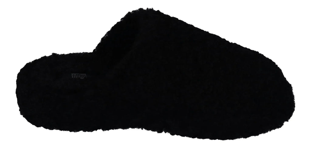FITFLOP - iQUSHION D-LUXE PADDED TEDDY SLIPPER - all black