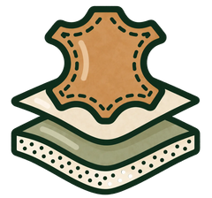 Ten Points Icon mit Lederhaut und Materialschichten für die bewusste Materialauswahl