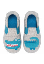NANGA Kinder Hausschuhe Schurwolle FUNNY CROCO 2.0 hellgrau