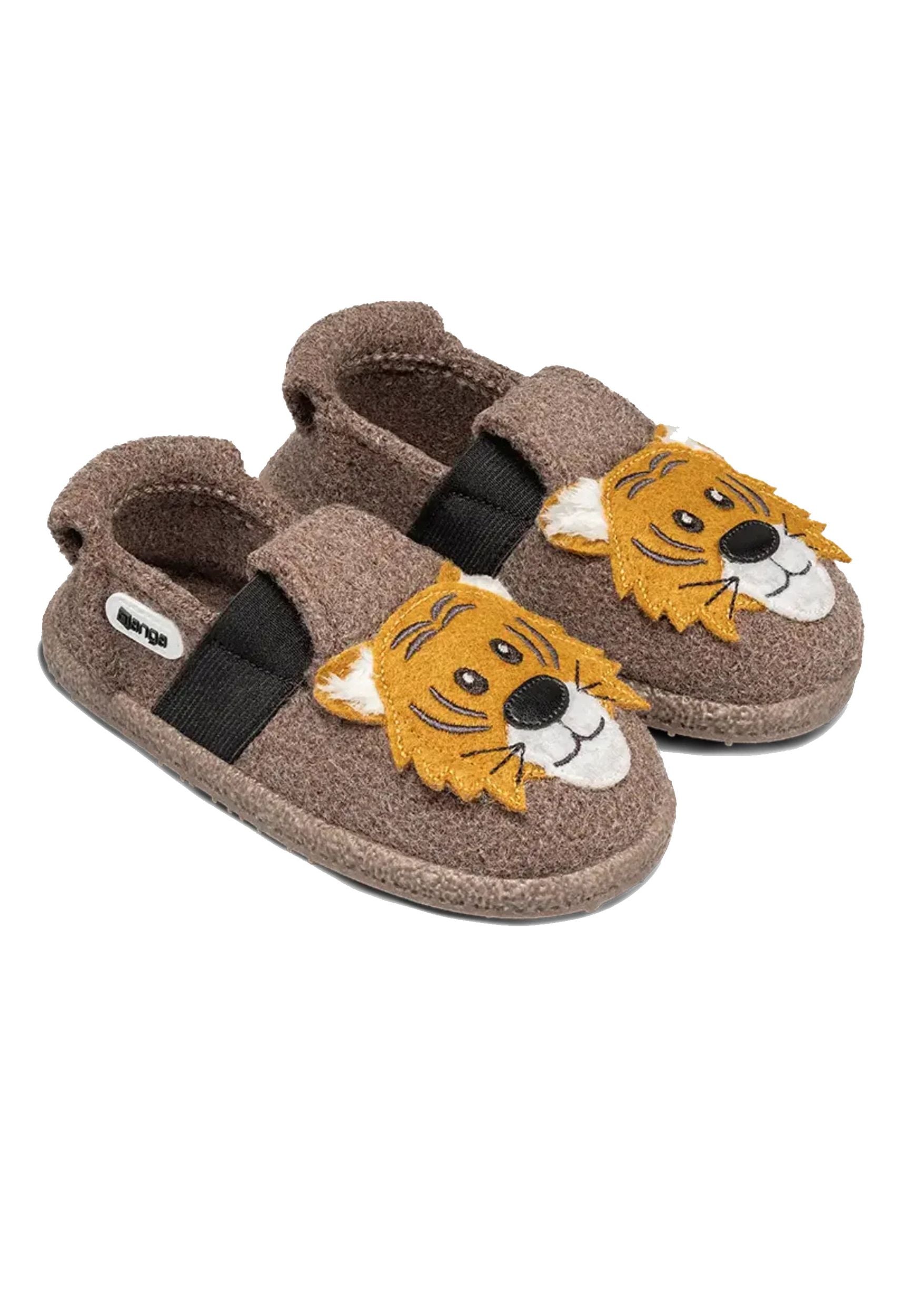 NANGA Kinder Hausschuhe Schurwolle ROAR TIGER 2.0 braun