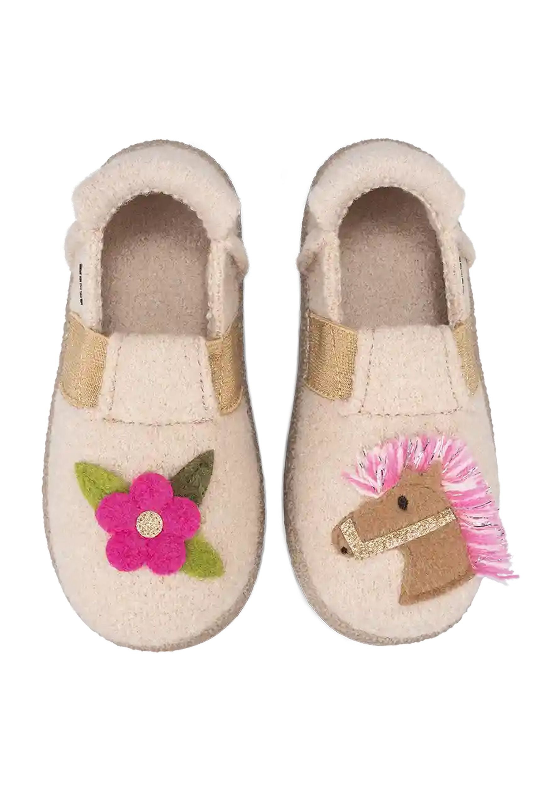 NANGA Kinder Hausschuhe Schurwolle LITTLE HORSE 2.0 beige melé
