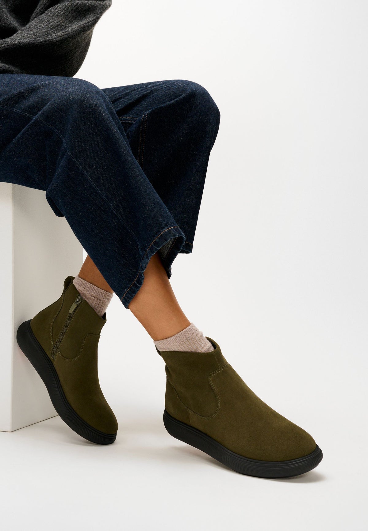 FITFLOP Damen Ankle Boots IQ-COMFF SUEDE ZIP deep olive