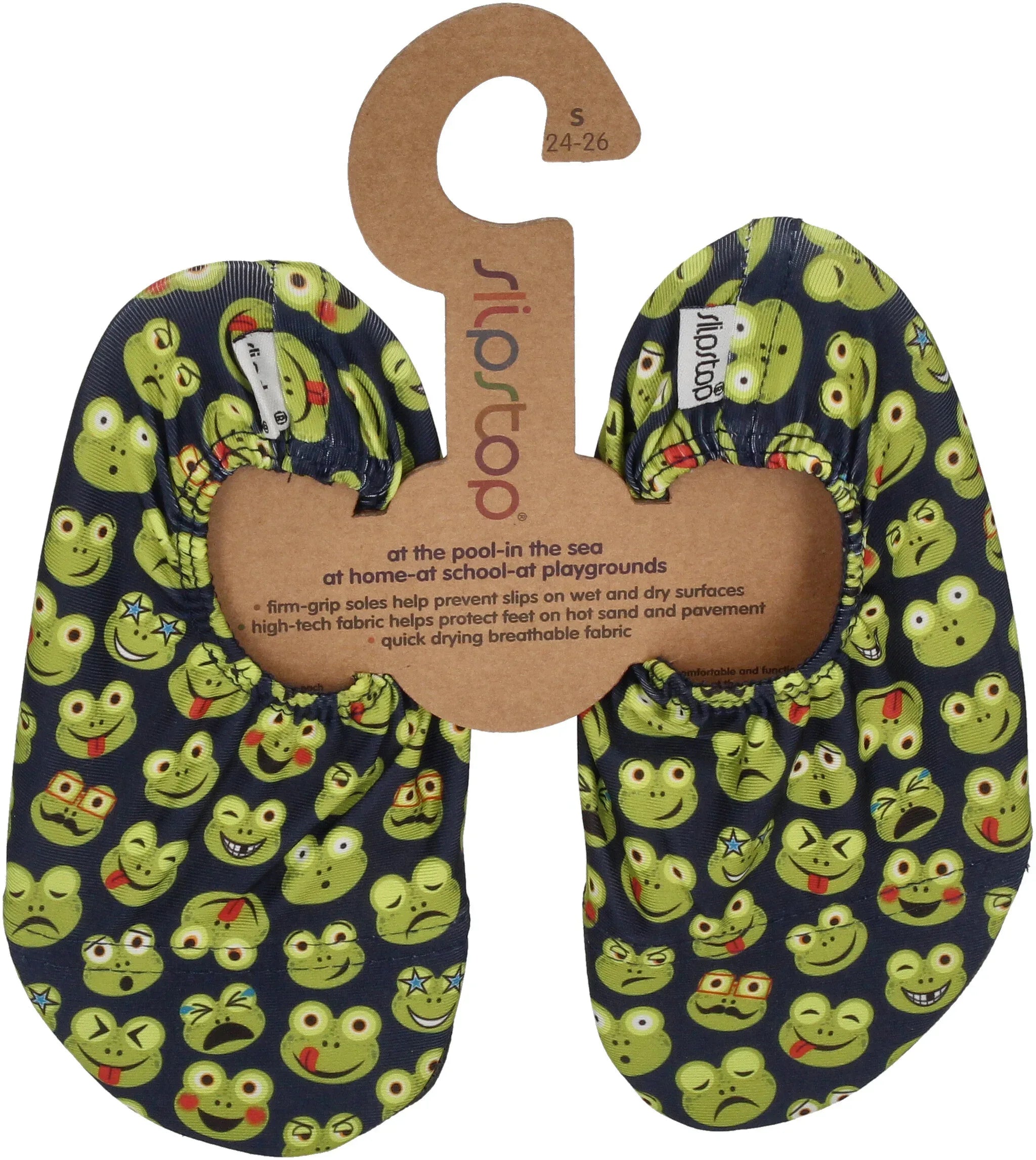 SLIPSTOP Kinder Hausschuhe Badeschuhe FROG - blue green-0