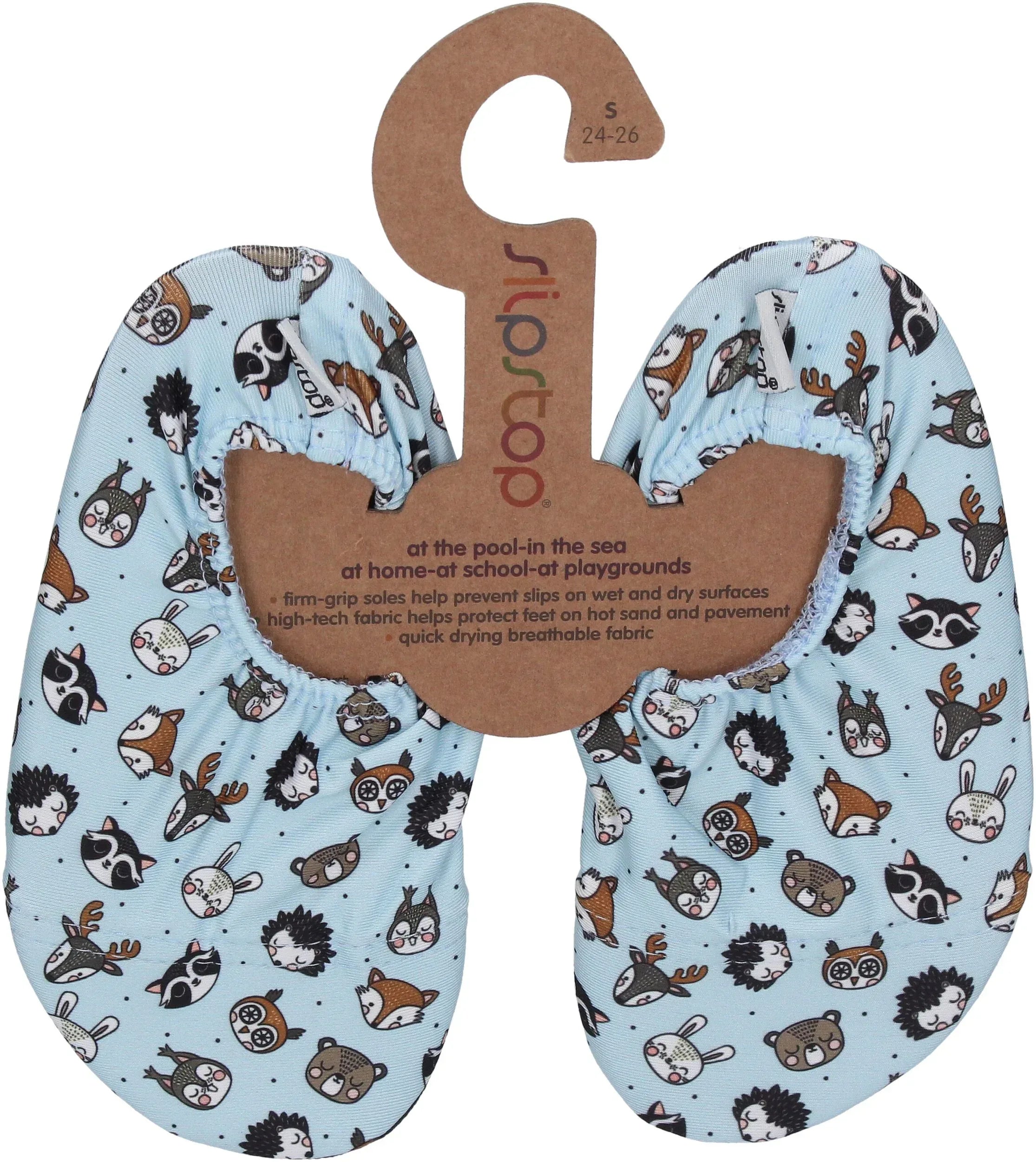 SLIPSTOP Kinder Hausschuhe Badeschuhe MATES Tiere hellblau-0