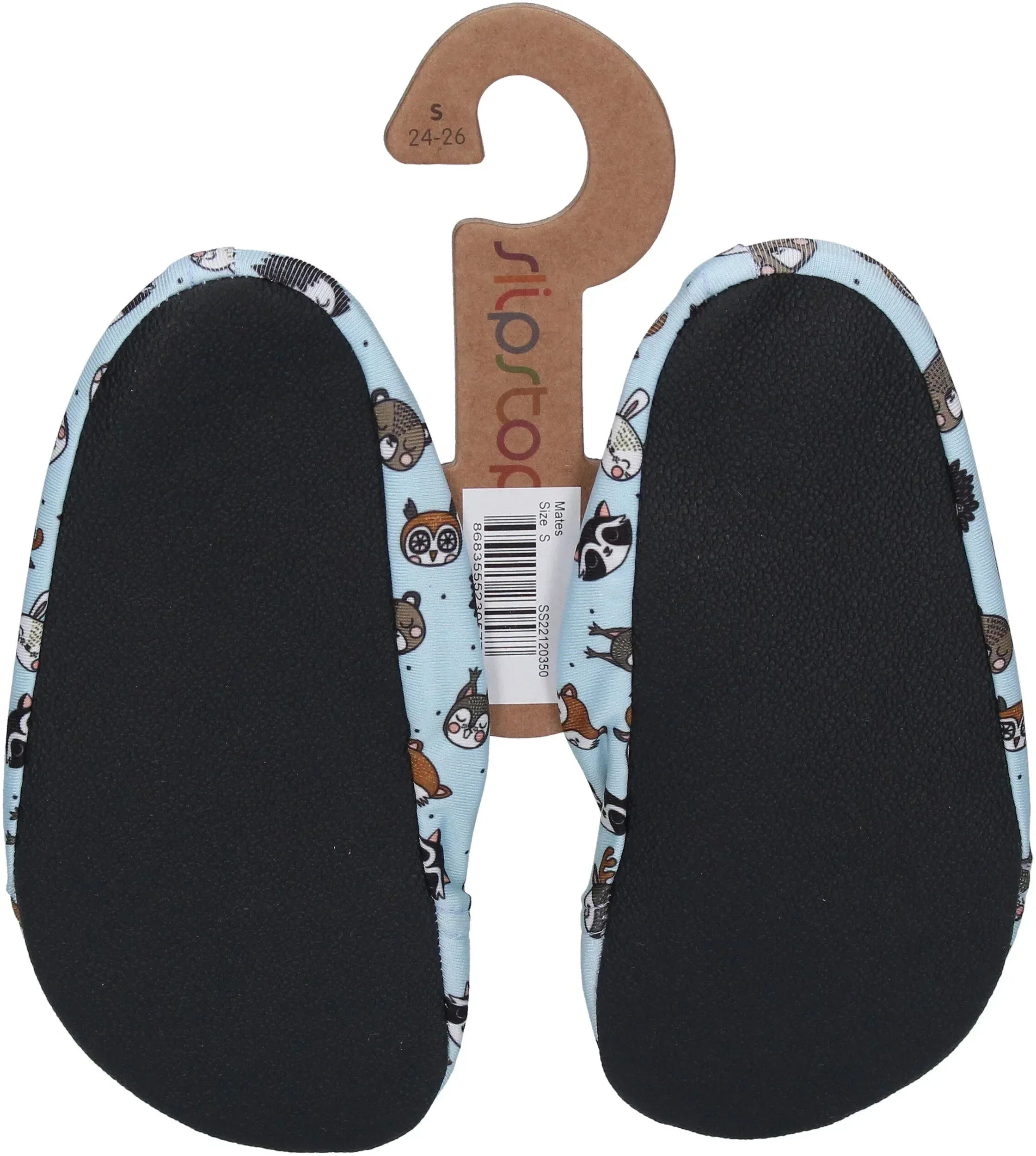 SLIPSTOP Kinder Hausschuhe Badeschuhe MATES Tiere hellblau-1