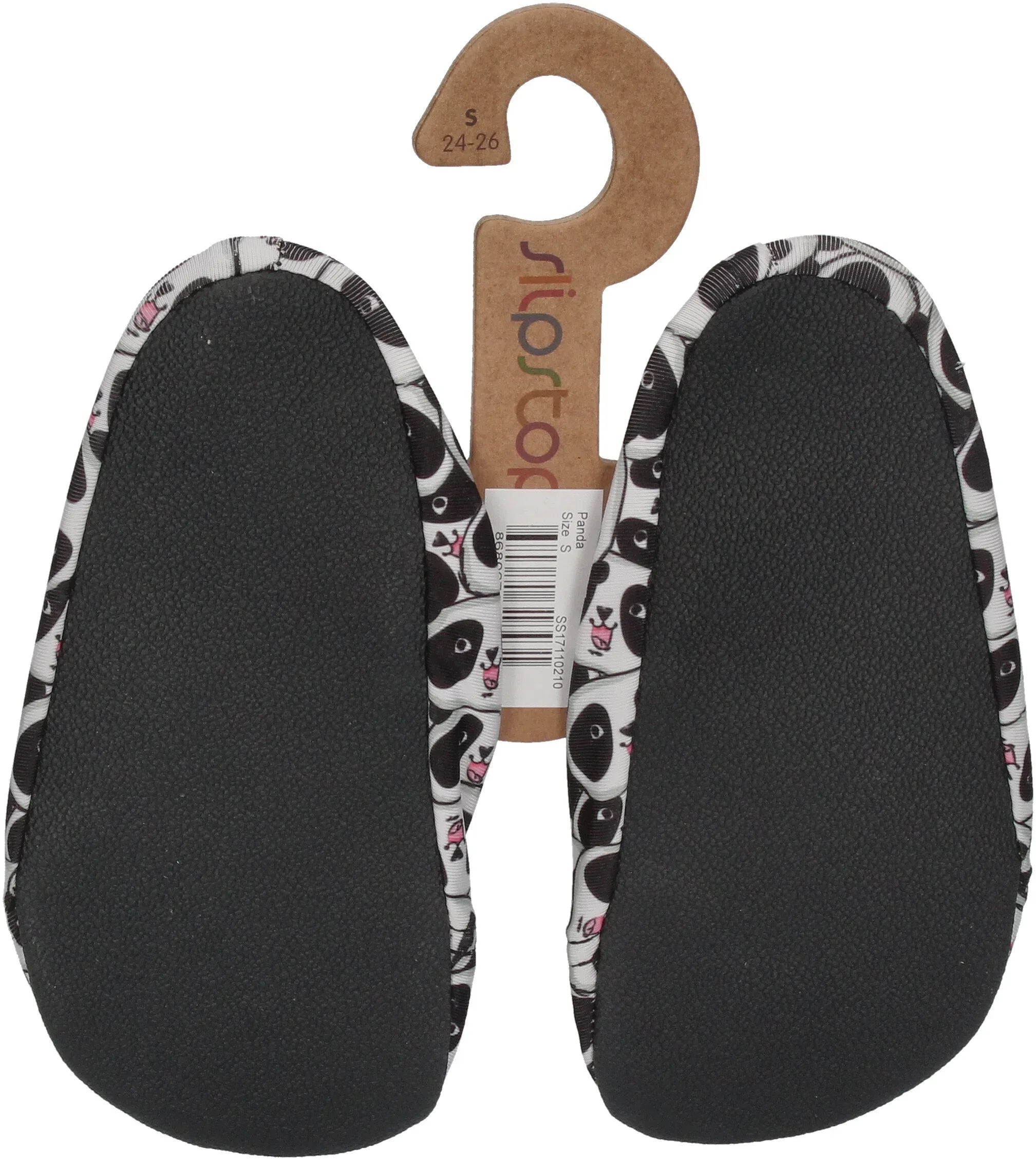 SLIPSTOP Kinder Hausschuhe Badeschuhe PANDA black white-1