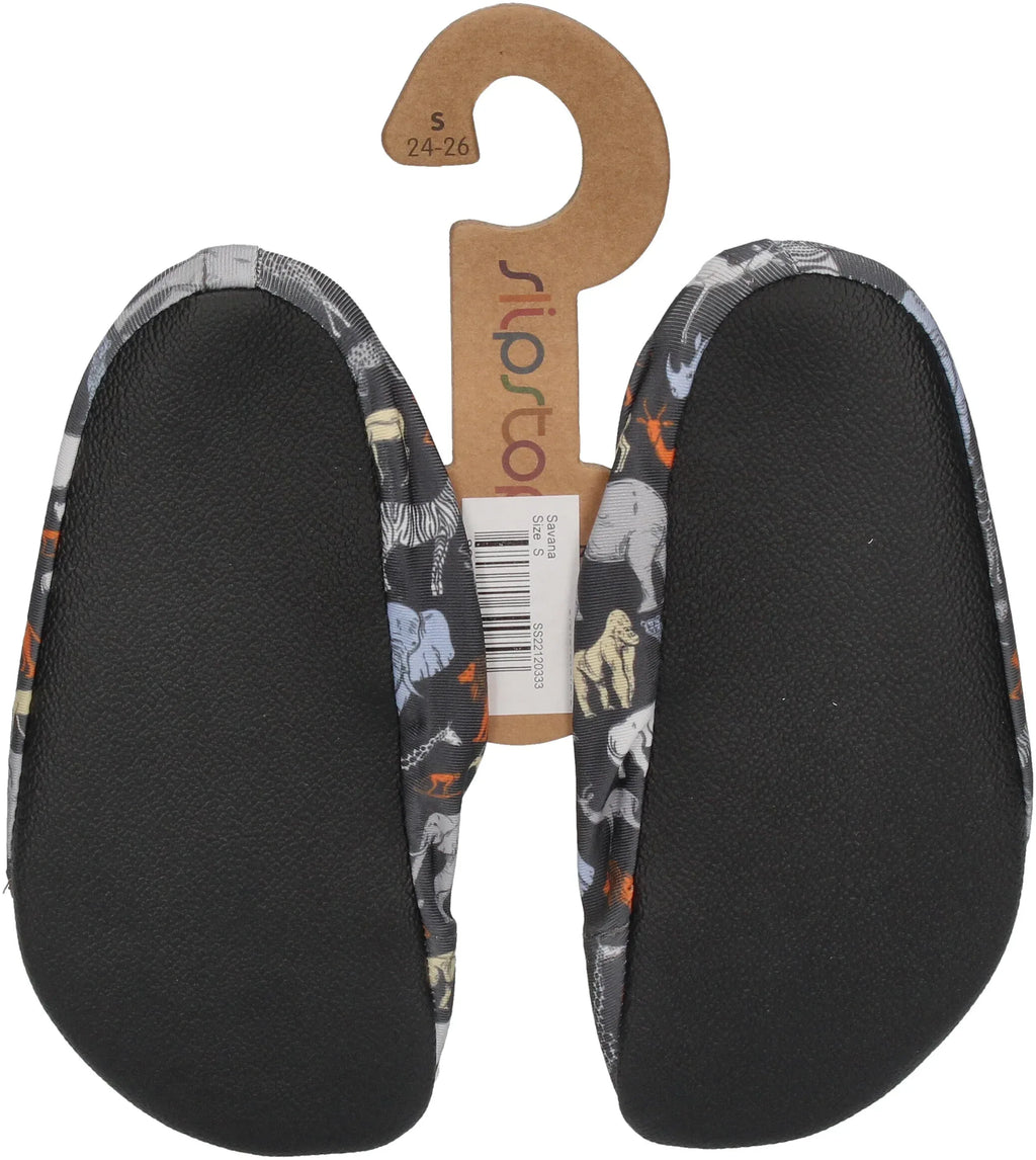 SLIPSTOP Kinder Hausschuhe Badeschuhe SAVANA Tiere bunt-1