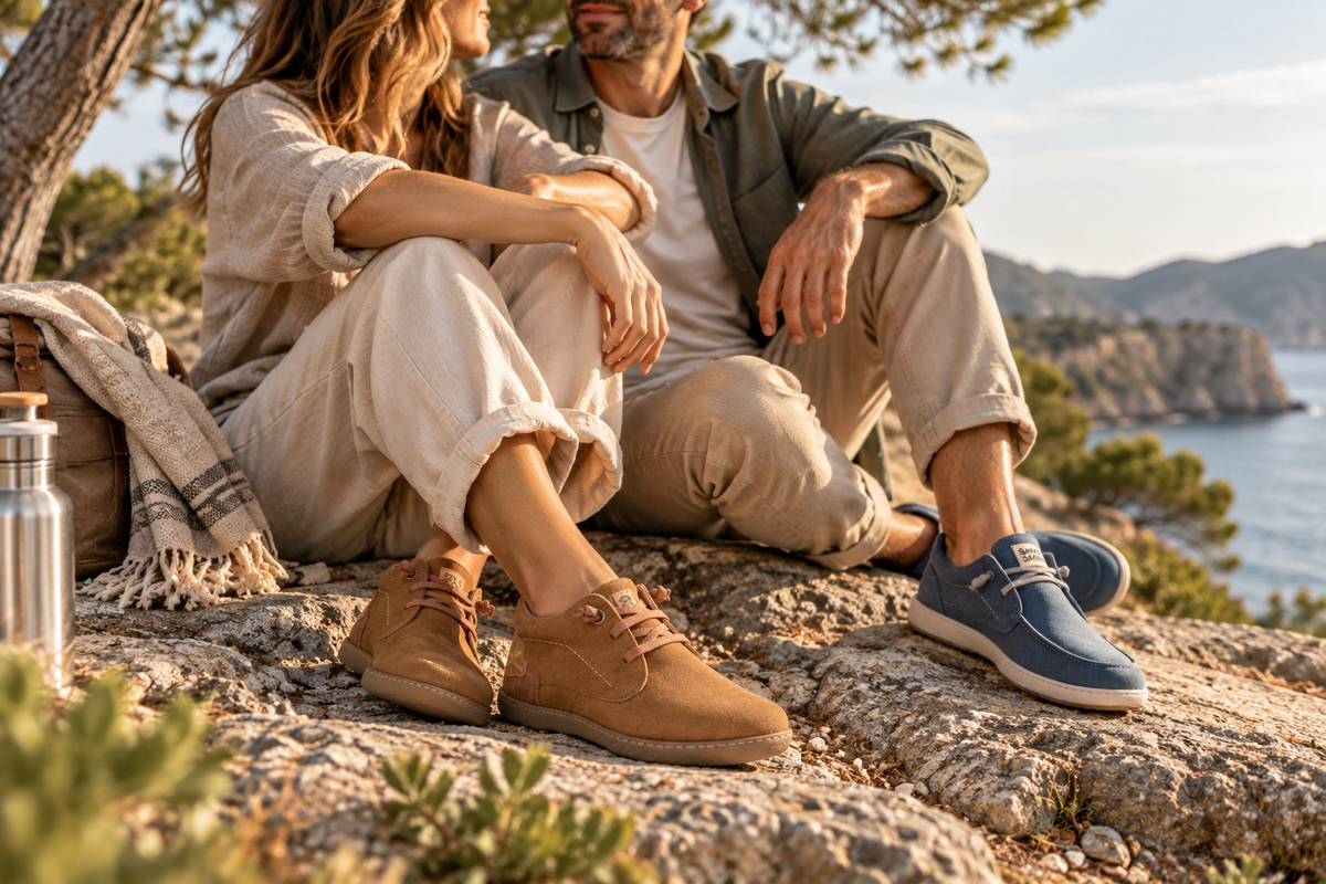Sunni Sabbi Schuhe für Damen und Herren in natürlicher Küstenlandschaft