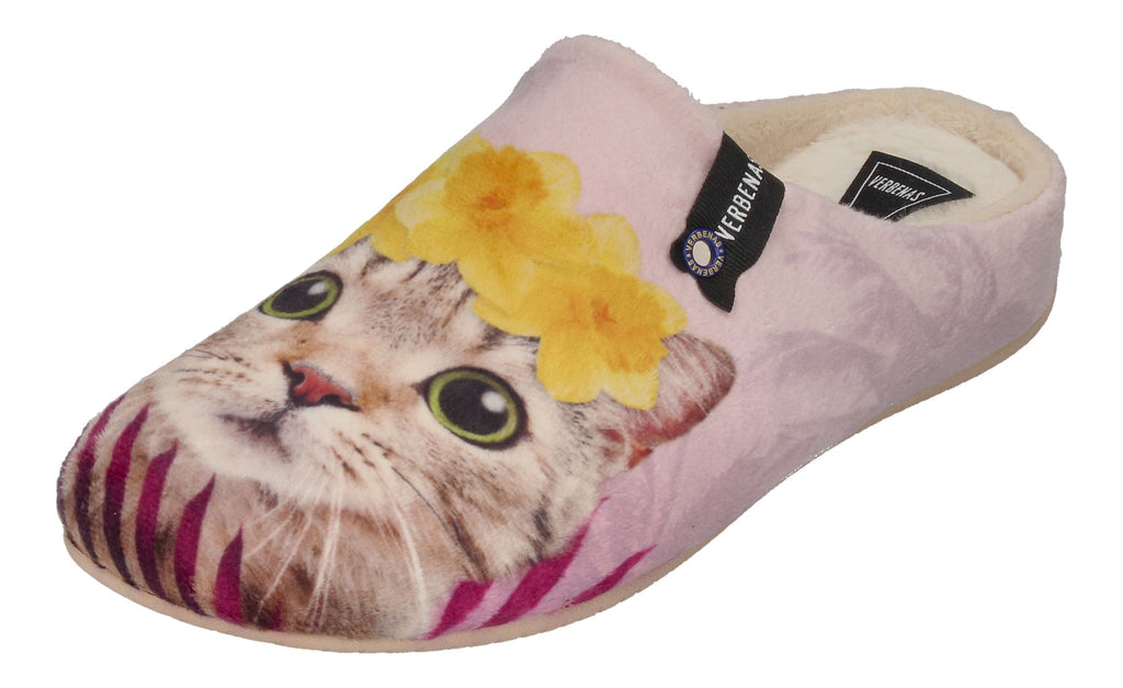 VERBENAS Damen Hausschuhe - YORK ANIMAL PELO - Gato
