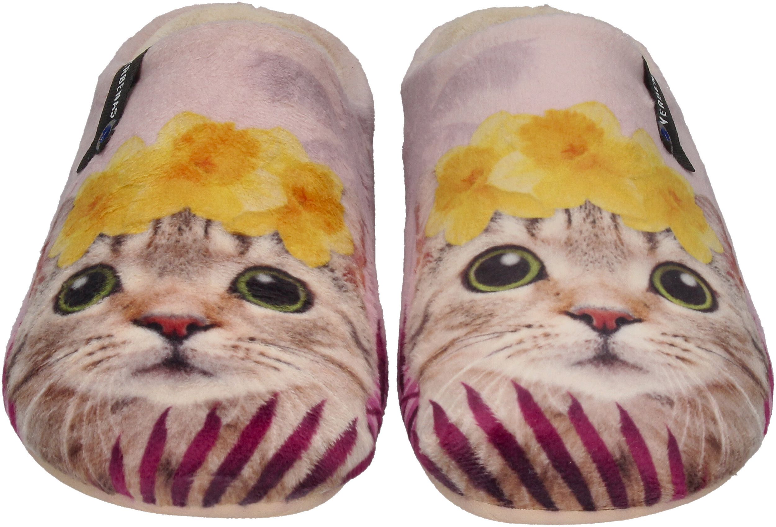 VERBENAS Damen Hausschuhe - YORK ANIMAL PELO - Gato