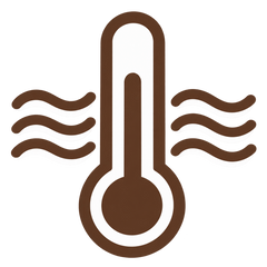 Thermometer mit Wärmewellen als Symbol für temperaturregulierende Wolle bei Warmbat