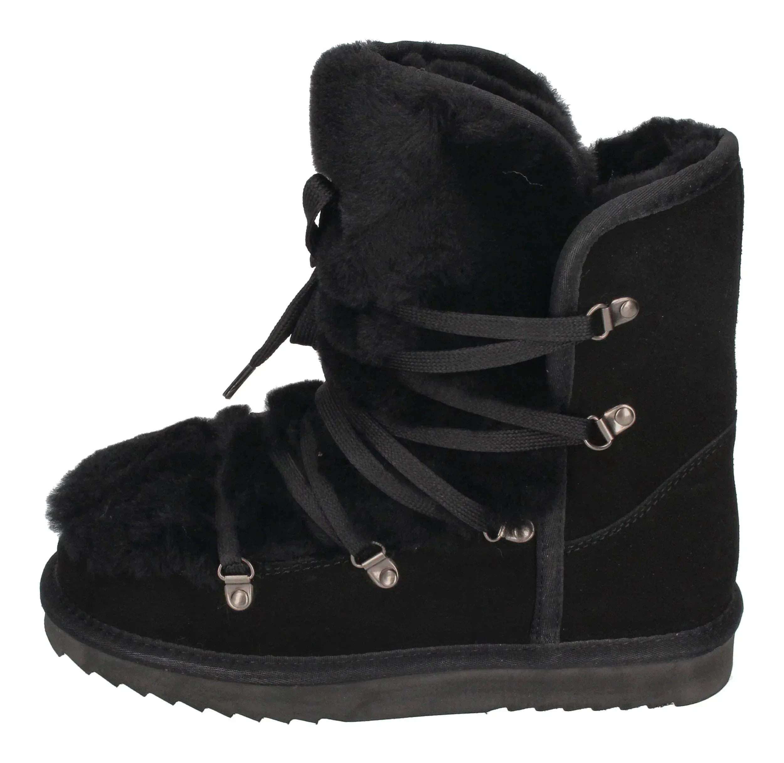 WARMBAT Damenschuhe Schaffell Booties MOONBI SUEDE - black
